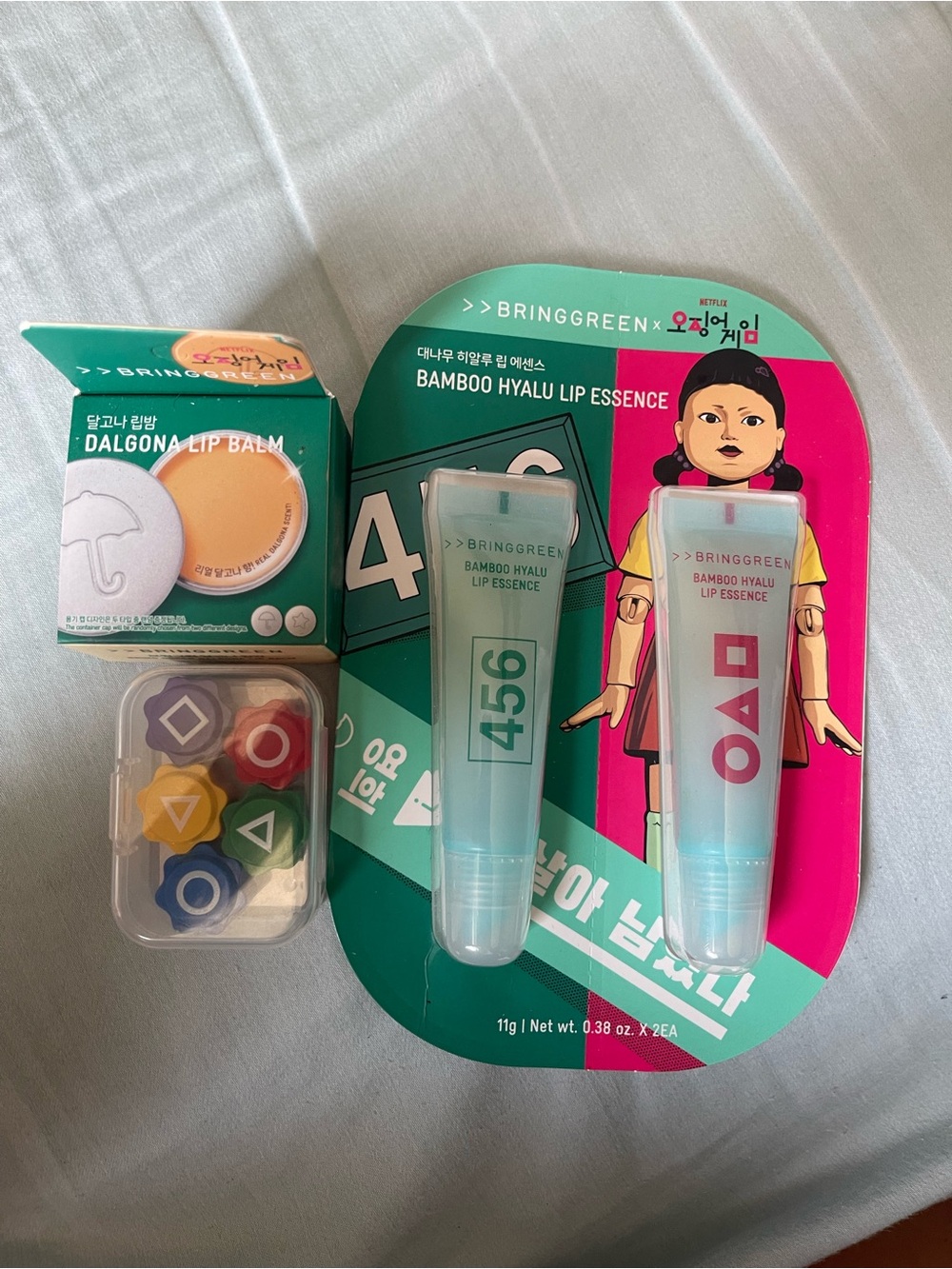 Bring Green x Squid Games Olive Young Lip Set with Gonggi game